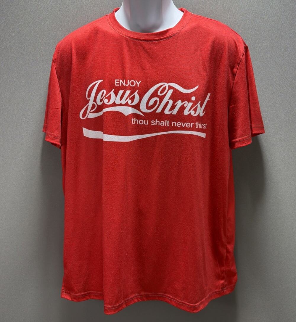 Ouku Jesus T-Shirt Christianity Mens L Funny Religious God Bible Enjoy Top